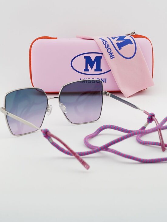 M Missoni MMI 0101/S 0DOH I4 Square Sunglasses - Palladium/Blue main image 5